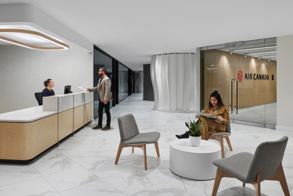 air-canada-image-4 Air Canada foyer with a small seating area and a secretary desk