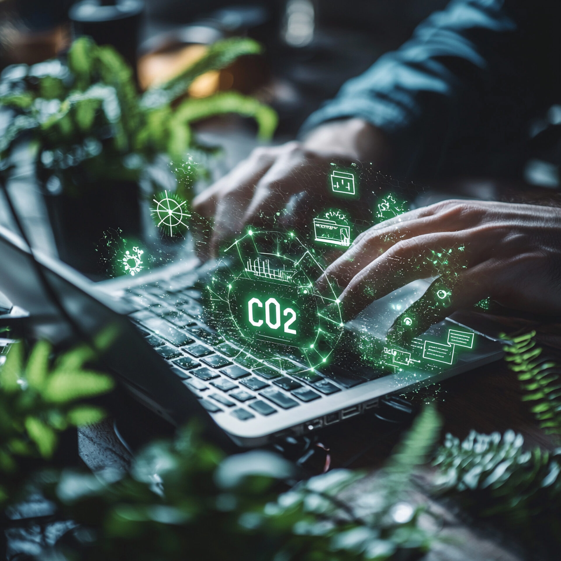 Ai generates reports on co2 emissions reduction office environment digital interaction technology insights